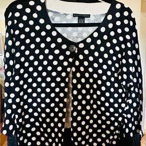 Stylish Black and White Polka Dot Cardigan
